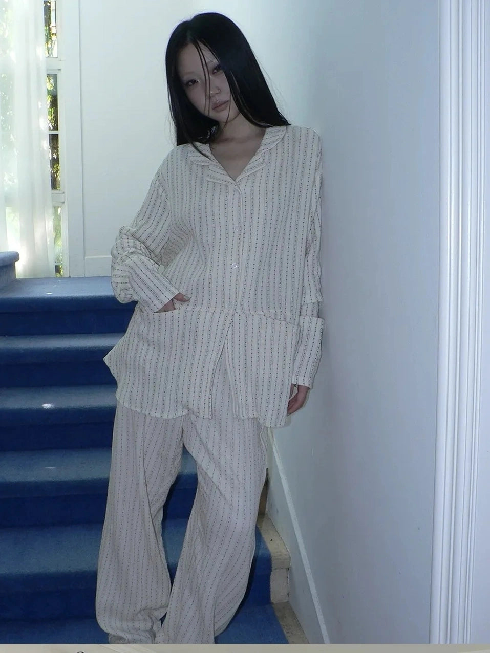 ang project Stars Print Double Gauze Pajama Set Hoodies/Sweatshirt