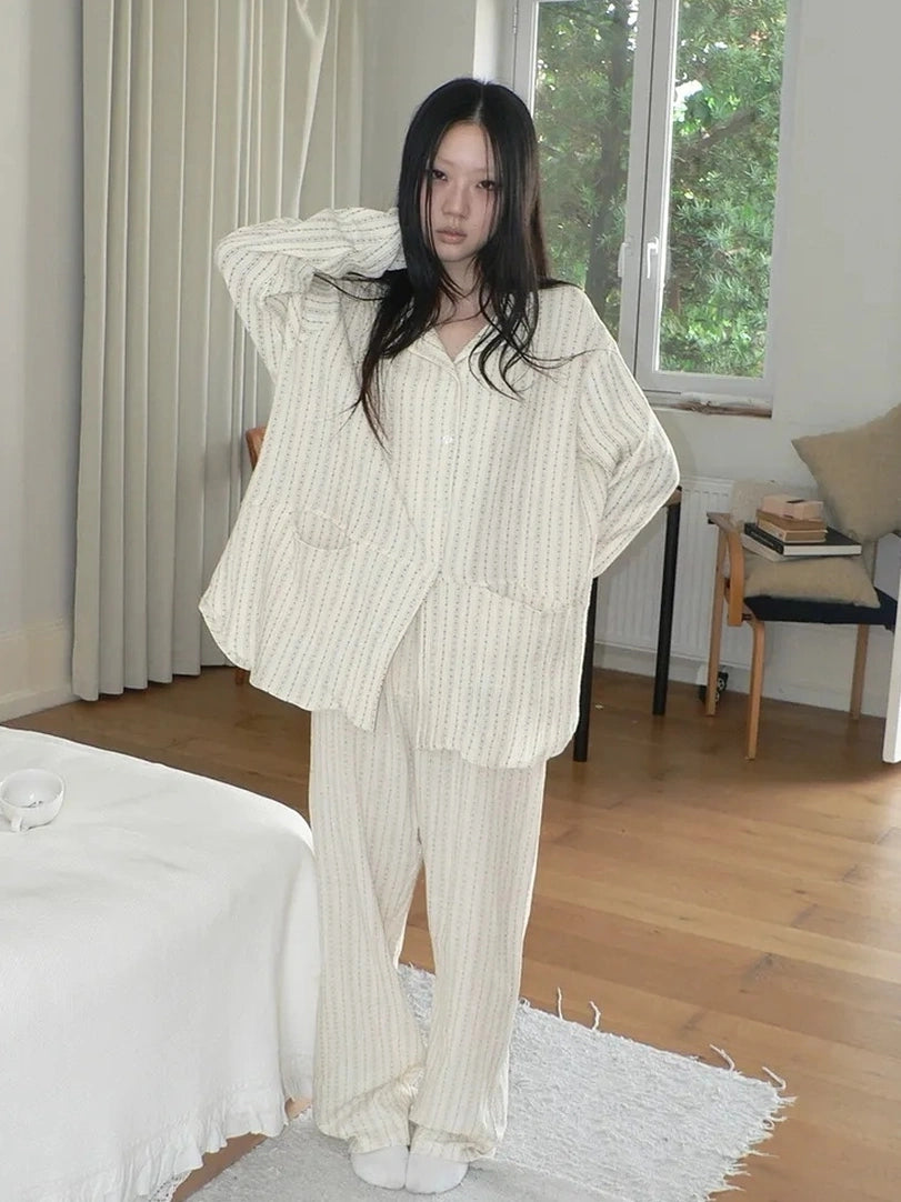 ang project Stars Print Double Gauze Pajama Set Hoodies/Sweatshirt