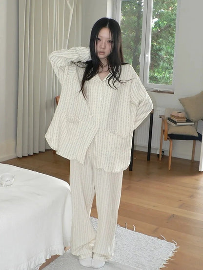 ang project Stars Print Double Gauze Pajama Set Hoodies/Sweatshirt