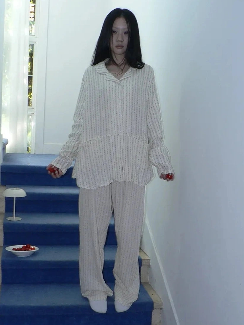 ang project Stars Print Double Gauze Pajama Set Hoodies/Sweatshirt