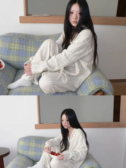 ang project Stars Print Double Gauze Pajama Set Hoodies/Sweatshirt