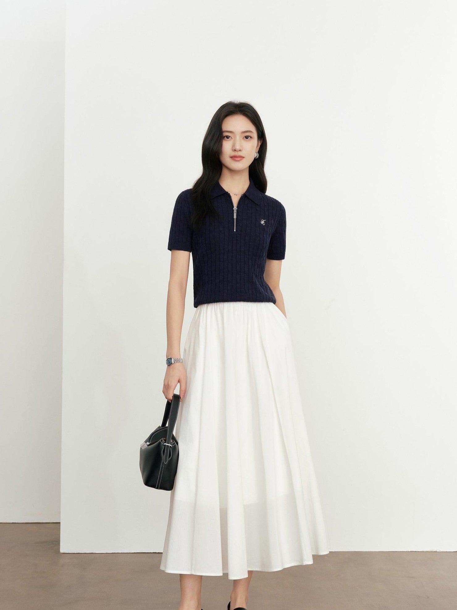 ang project Striped Colorblock Faux Layered Ruched Neck Women&