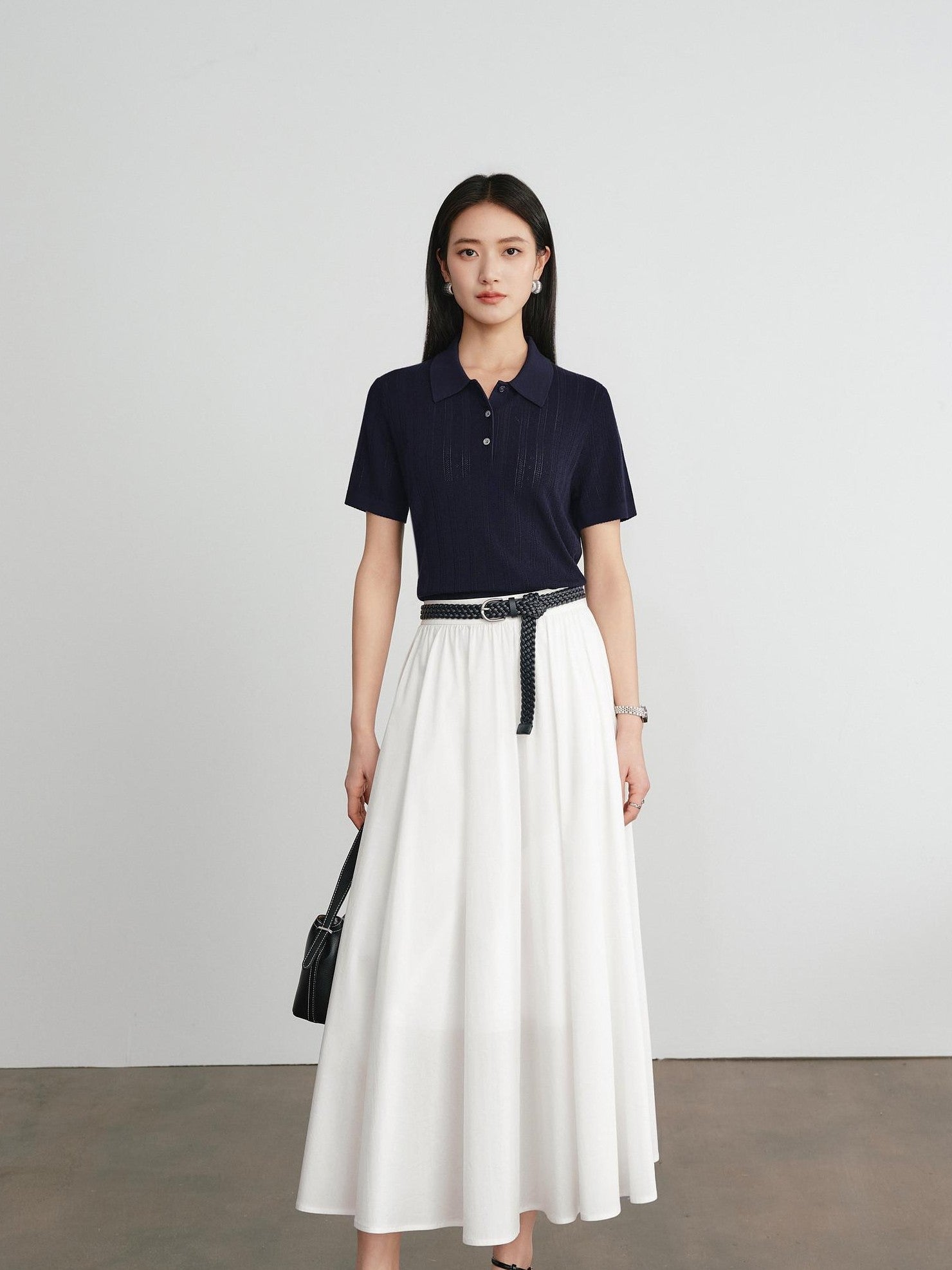 ang project Striped Colorblock Faux Layered Ruched Neck Women&