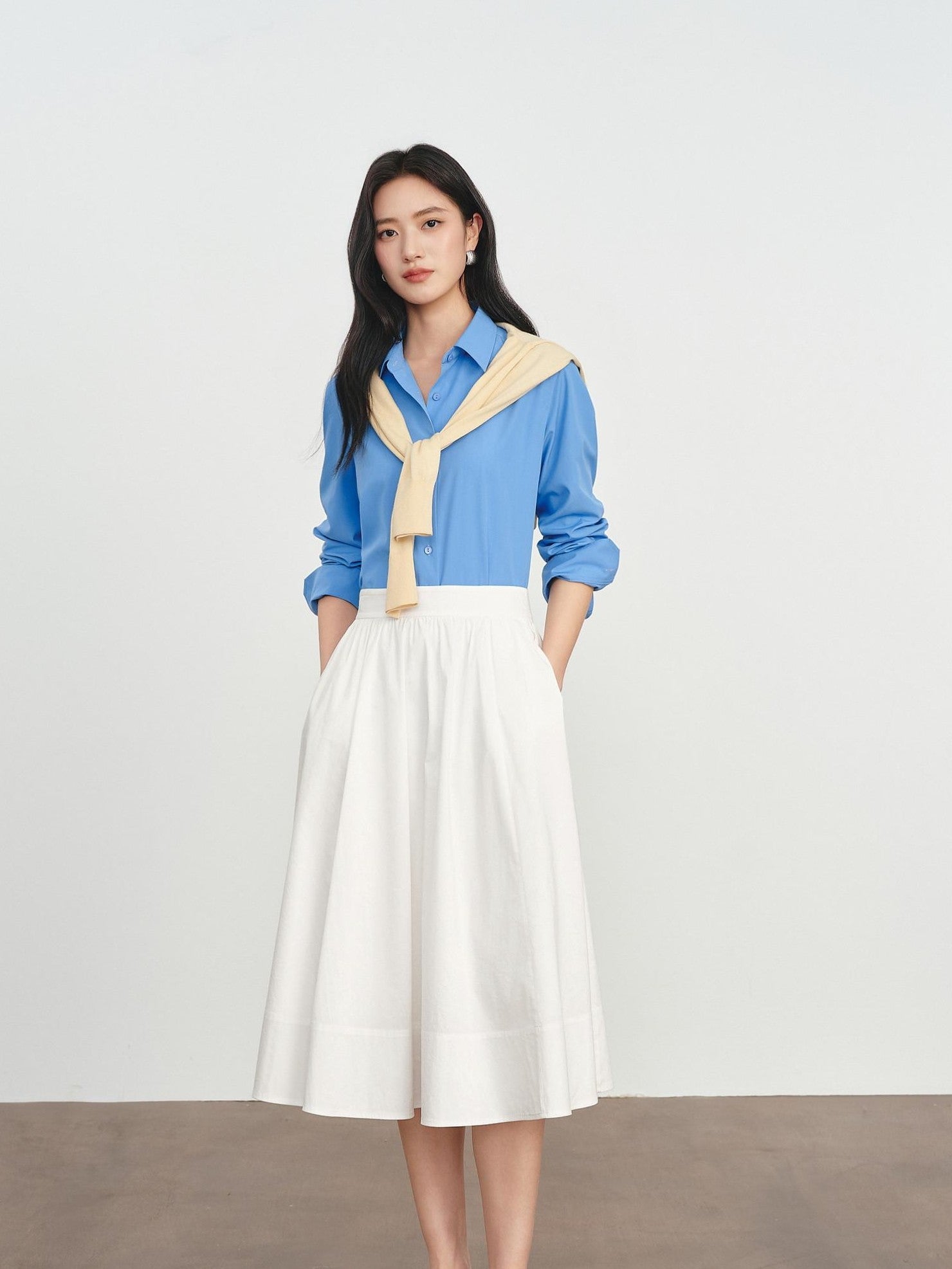 ang project Striped Colorblock Faux Layered Ruched Neck Women&