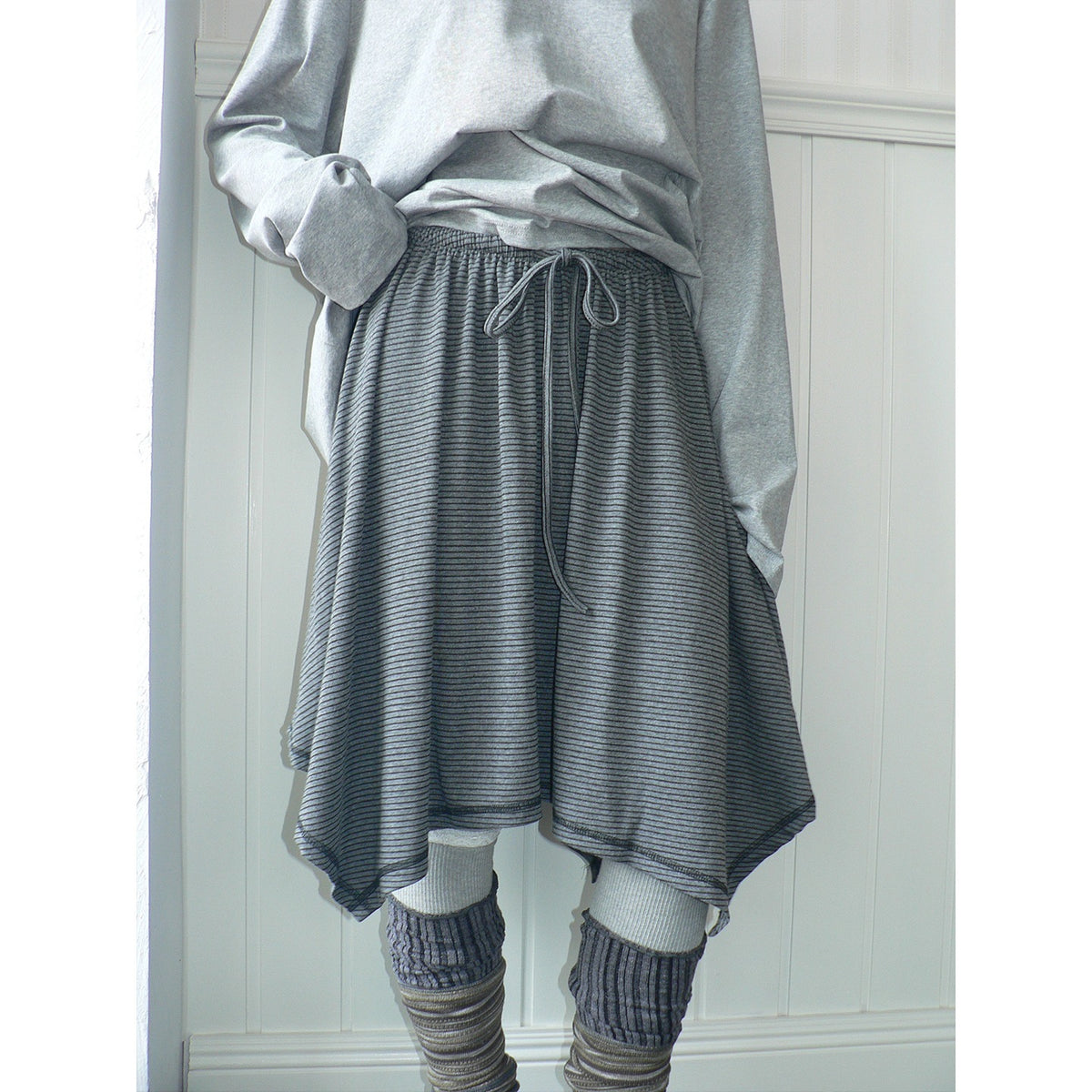ang_project_Striped_Contrast_Stitch_Asymmetrical_Elastic_Waist_Women&