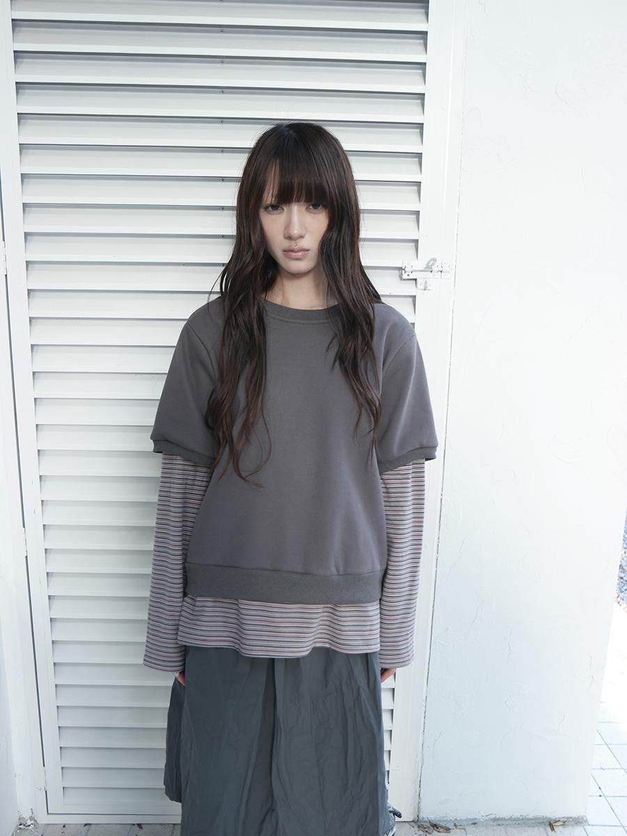 ang project Striped Faux Two Piece Long Sleeve Fleece Women&