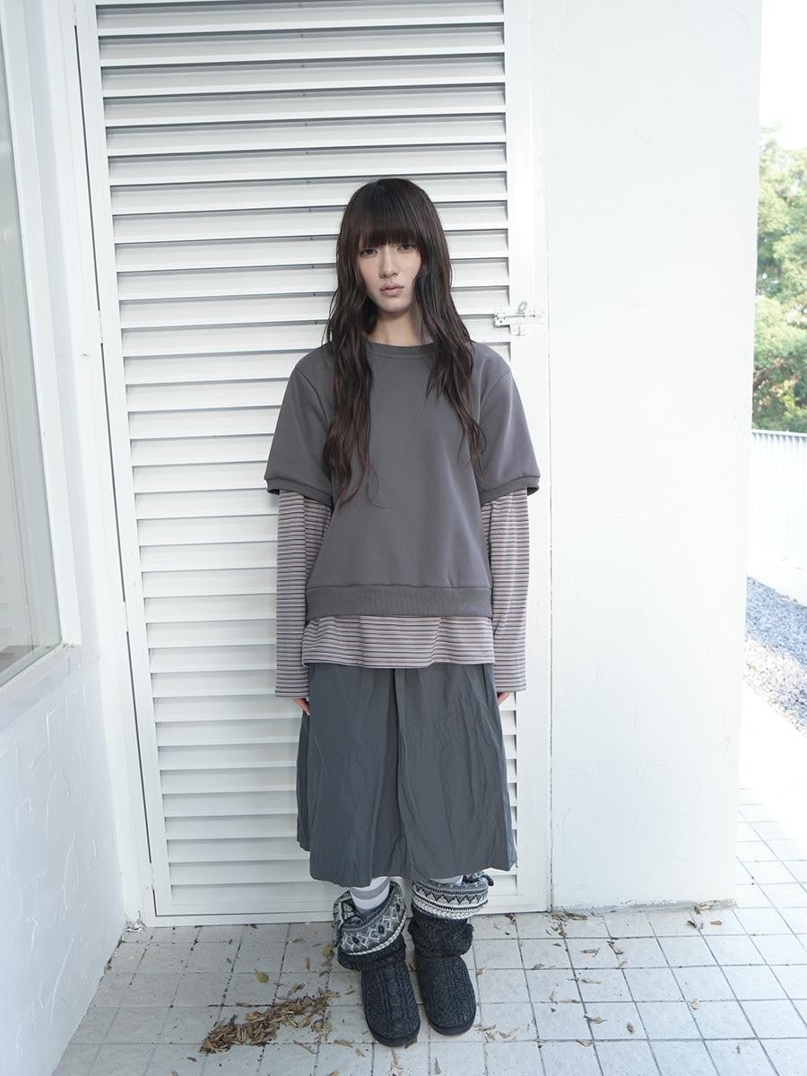 ang project Striped Faux Two Piece Long Sleeve Fleece Women&