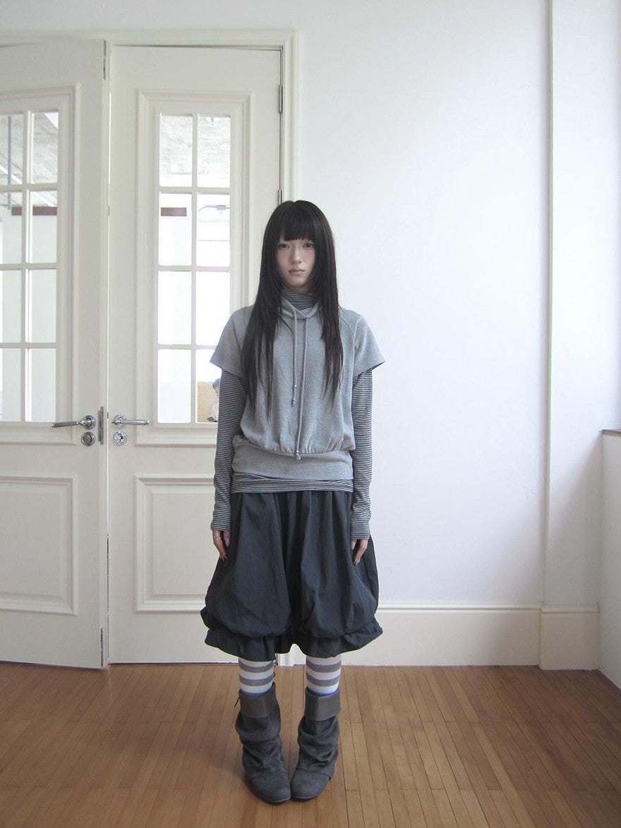 ang project Striped Half Turtleneck Drawstring Two Piece Women&