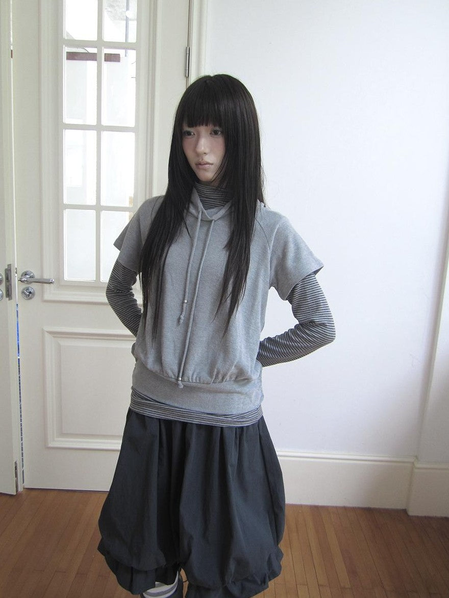 ang project Striped Half Turtleneck Drawstring Two Piece Women&