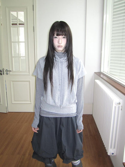 ang project Striped Half Turtleneck Drawstring Two Piece Women&