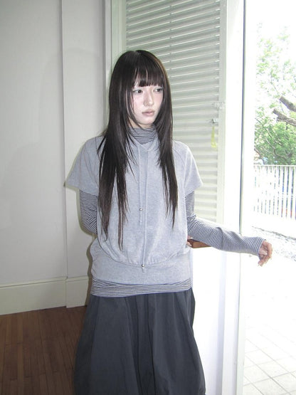 ang project Striped Half Turtleneck Drawstring Two Piece Women&
