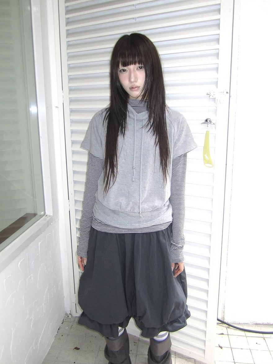 ang project Striped Half Turtleneck Drawstring Two Piece Women&
