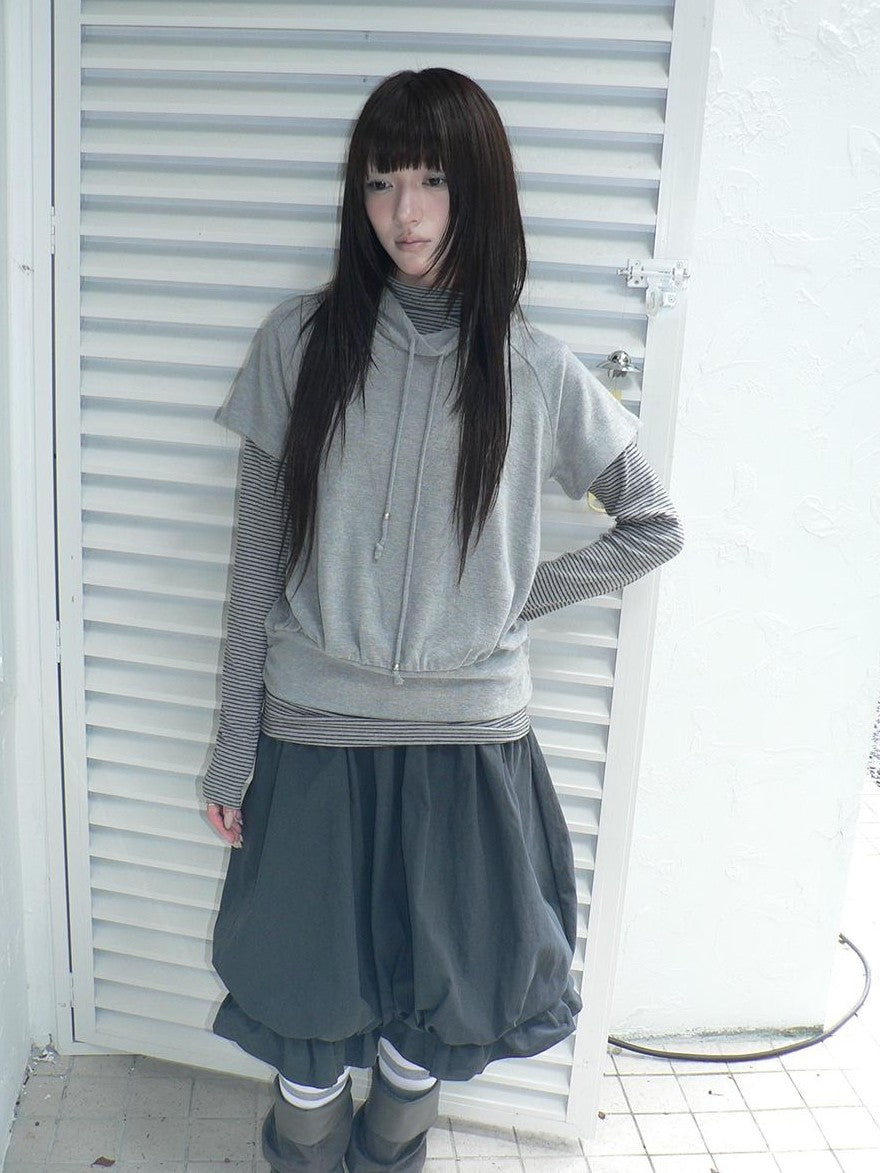 ang project Striped Half Turtleneck Drawstring Two Piece Women&