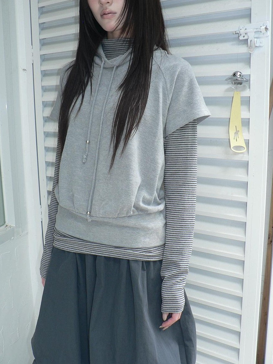 ang project Striped Half Turtleneck Drawstring Two Piece Women&