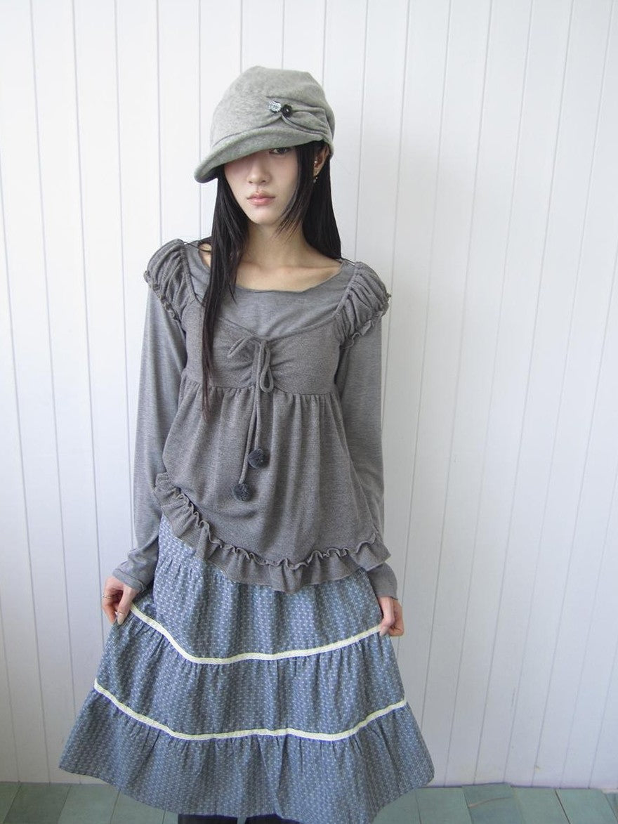 ang project Striped Handmade Pleated Wide Brim Vintage Women&