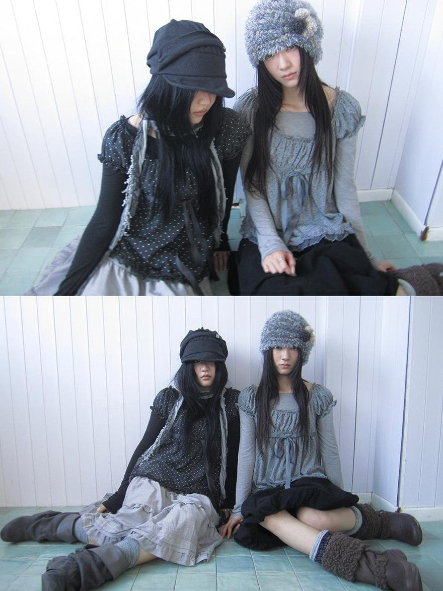 ang project Striped Handmade Pleated Wide Brim Vintage Women&