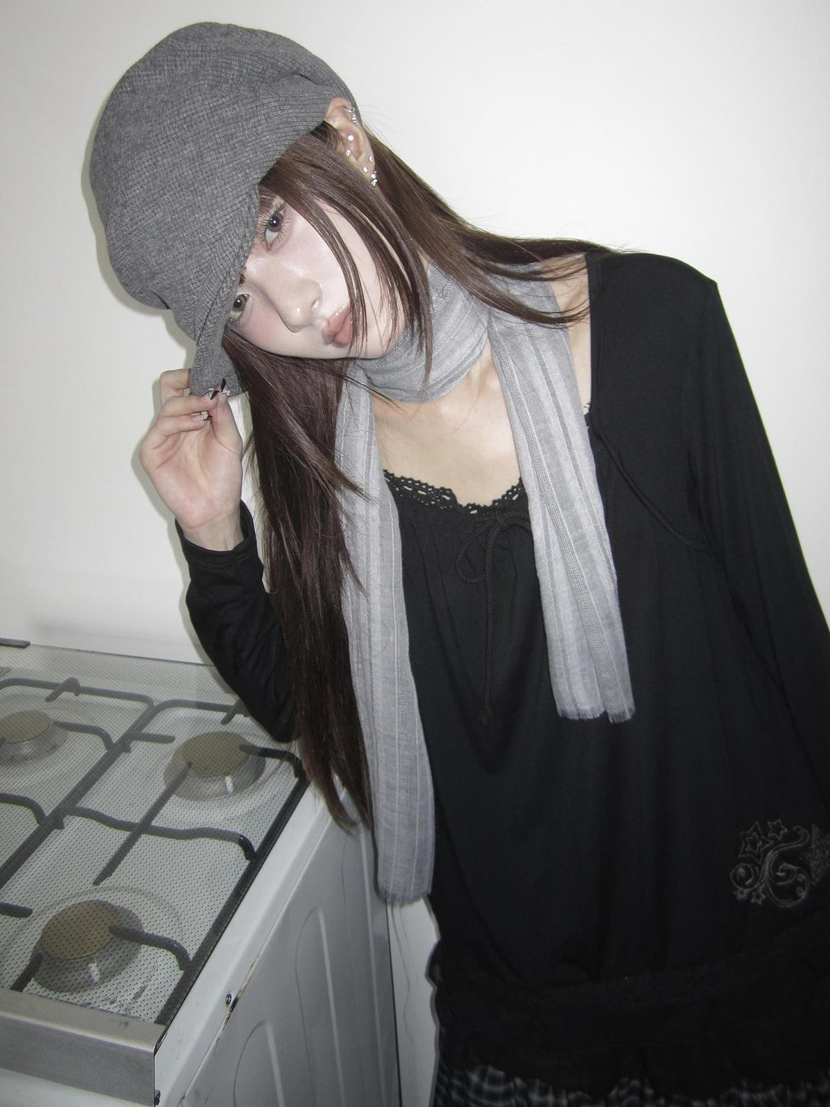 ang project Striped Hollow Out Lightweight Raw Edge Women&