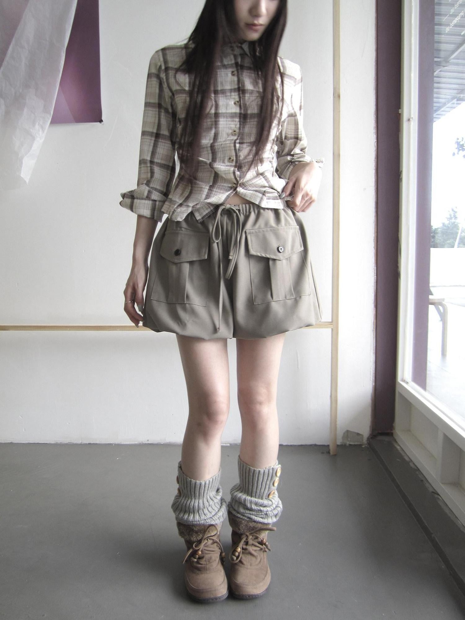 ang project Striped Paperbag Tie Waist Wide Leg Pockets Women&