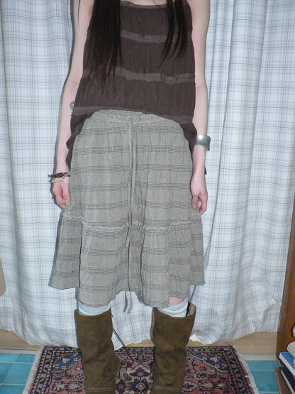 ang project Striped Pleated Printed Elastic Waist A Line Women&