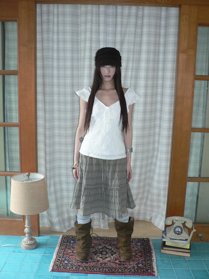 ang project Striped Pleated Printed Elastic Waist A Line Women&