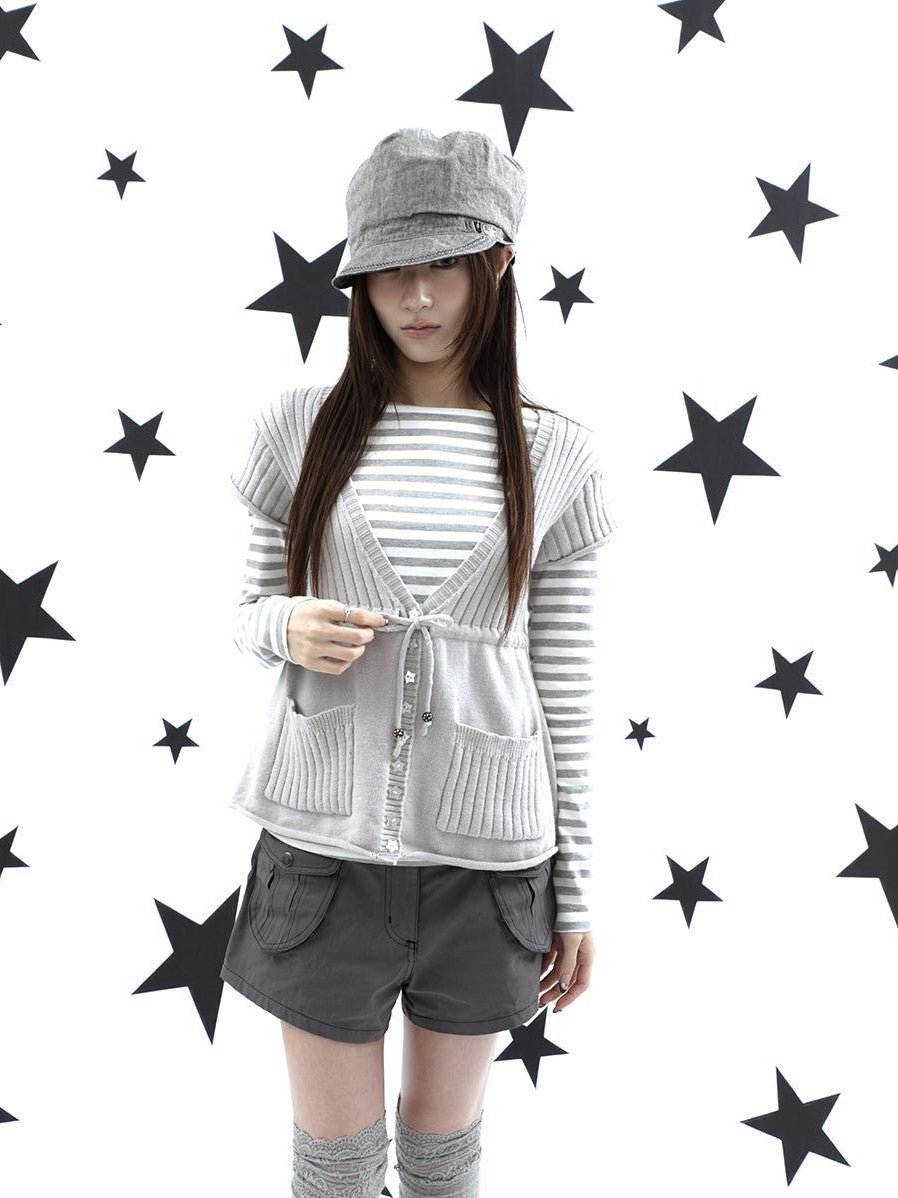 ang project Striped Printed One Shoulder Slim Fit Korean Women&