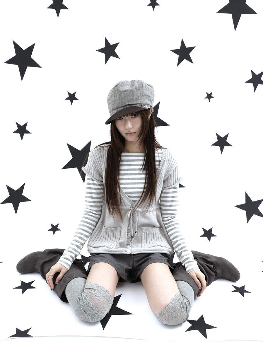 ang project Striped Printed One Shoulder Slim Fit Korean Women&