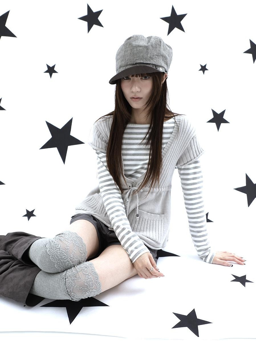 ang project Striped Printed One Shoulder Slim Fit Korean Women&