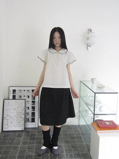 Striped Ruffle Collar Blouse