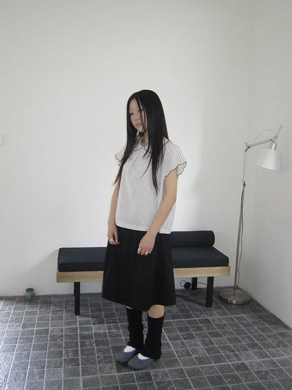 ang project Striped Ruffle Collar Blouse