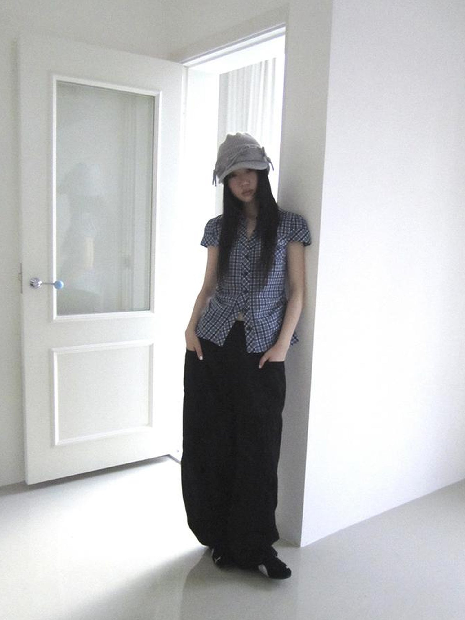 ang project Summer Checkered Polo Waist Fit Short Sleeve Shirt