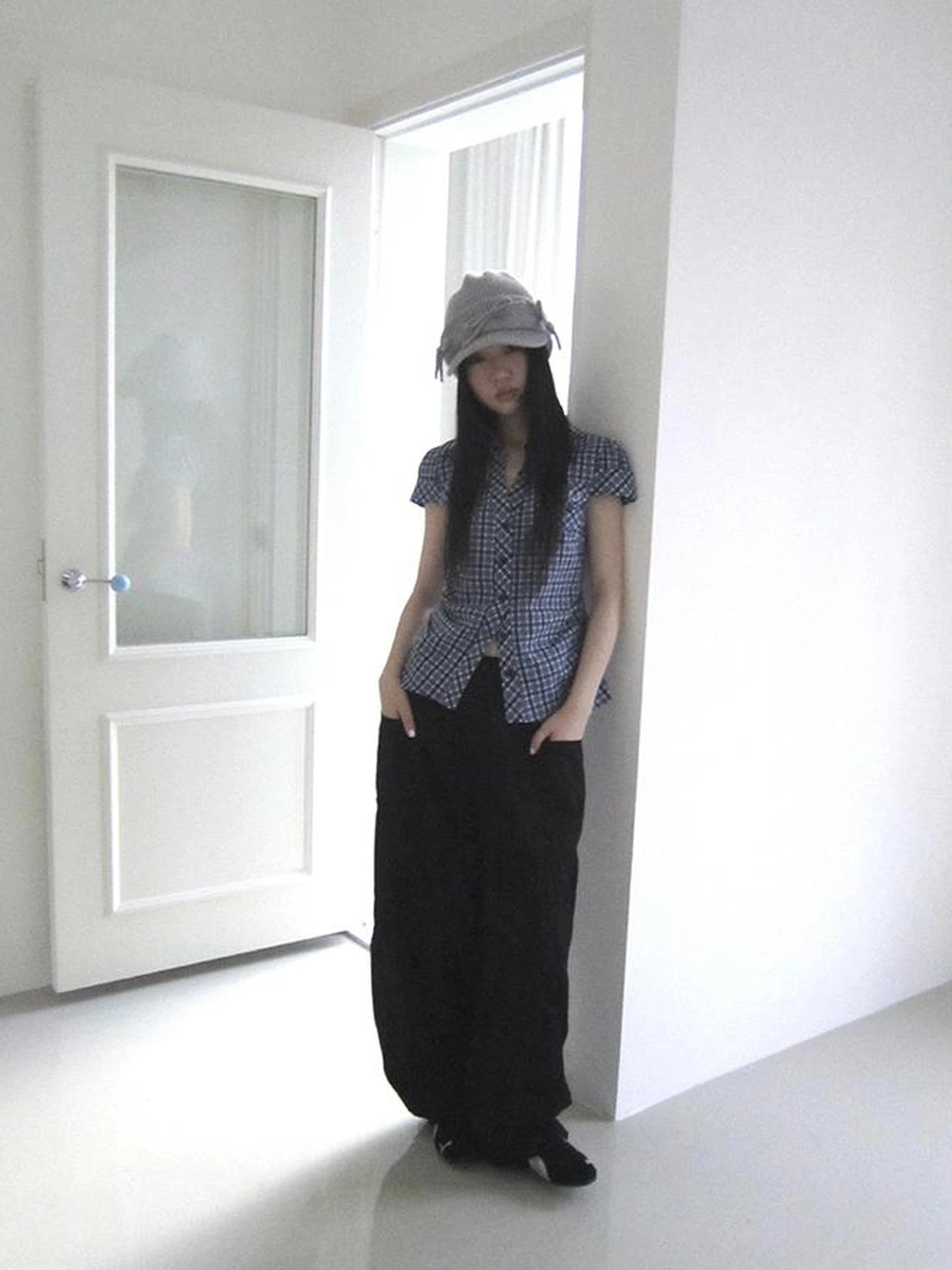 Summer Checkered Polo Waist Fit Short Sleeve Shirt