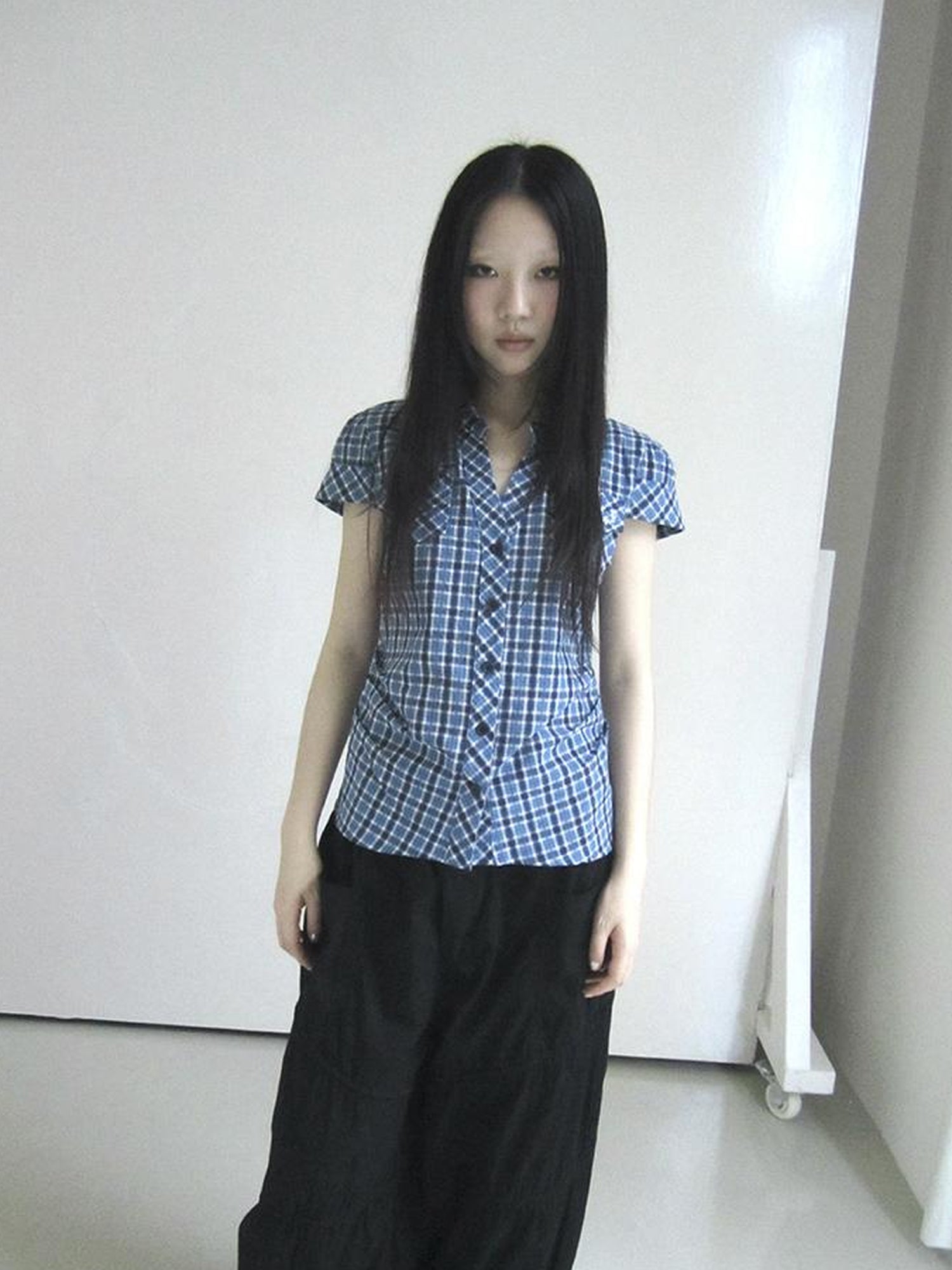 ang project Summer Checkered Polo Waist Fit Short Sleeve Shirt