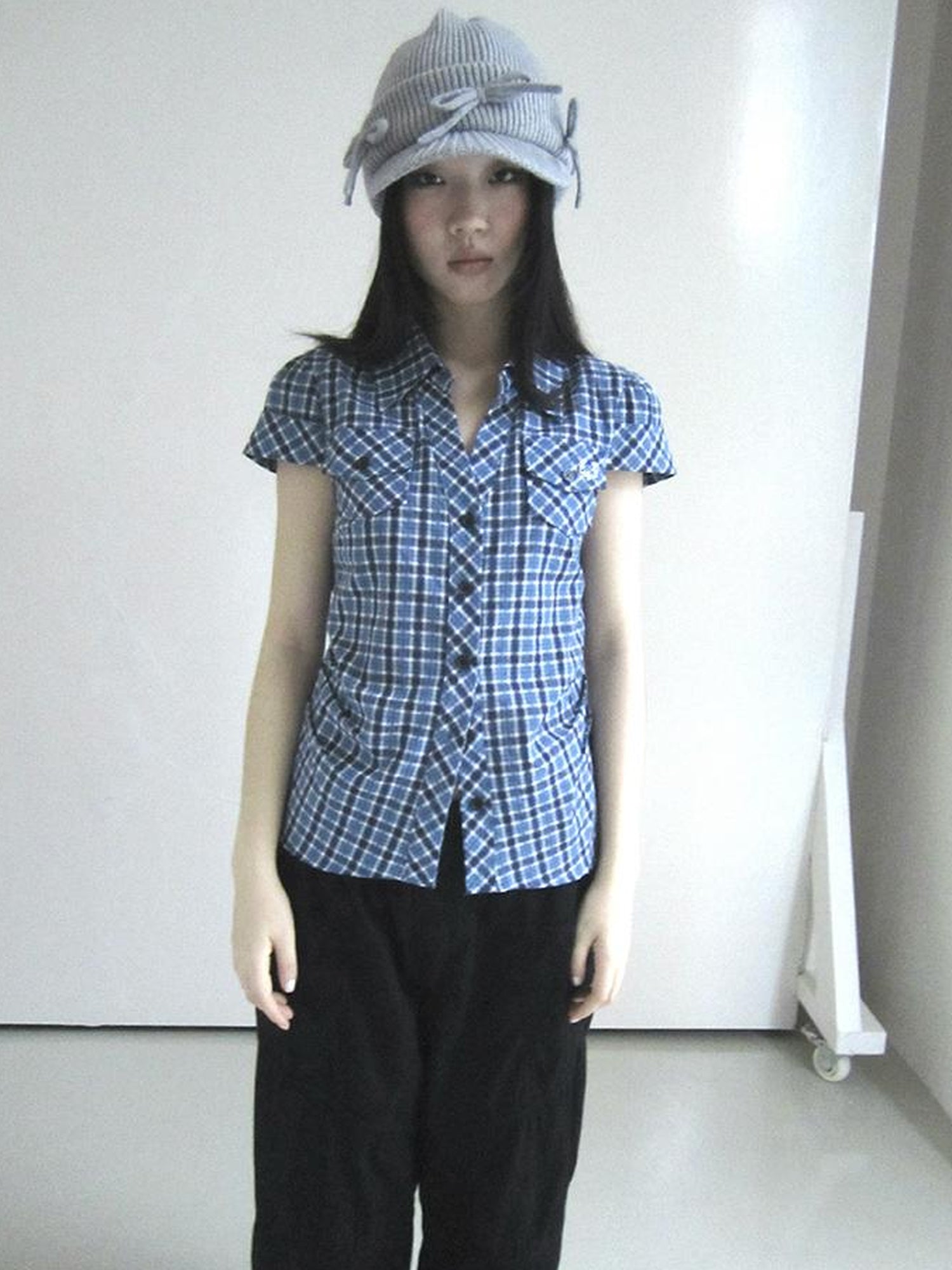 ang project Summer Checkered Polo Waist Fit Short Sleeve Shirt
