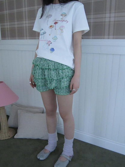 ang project Summer Dopamine Green Plaid Ruffle Cake Skort