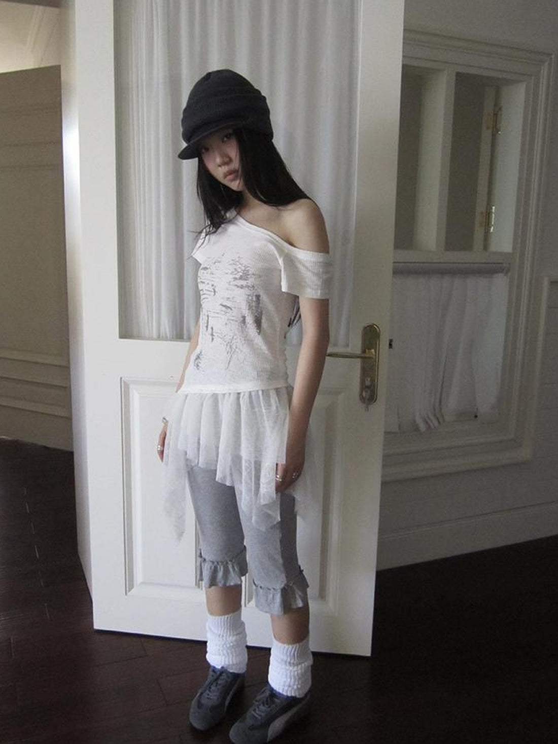ang project Summer Elastic Waist Ruffled Hem Slimming Shorts