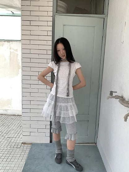 ang project Summer Elastic Waist Ruffled Hem Slimming Shorts