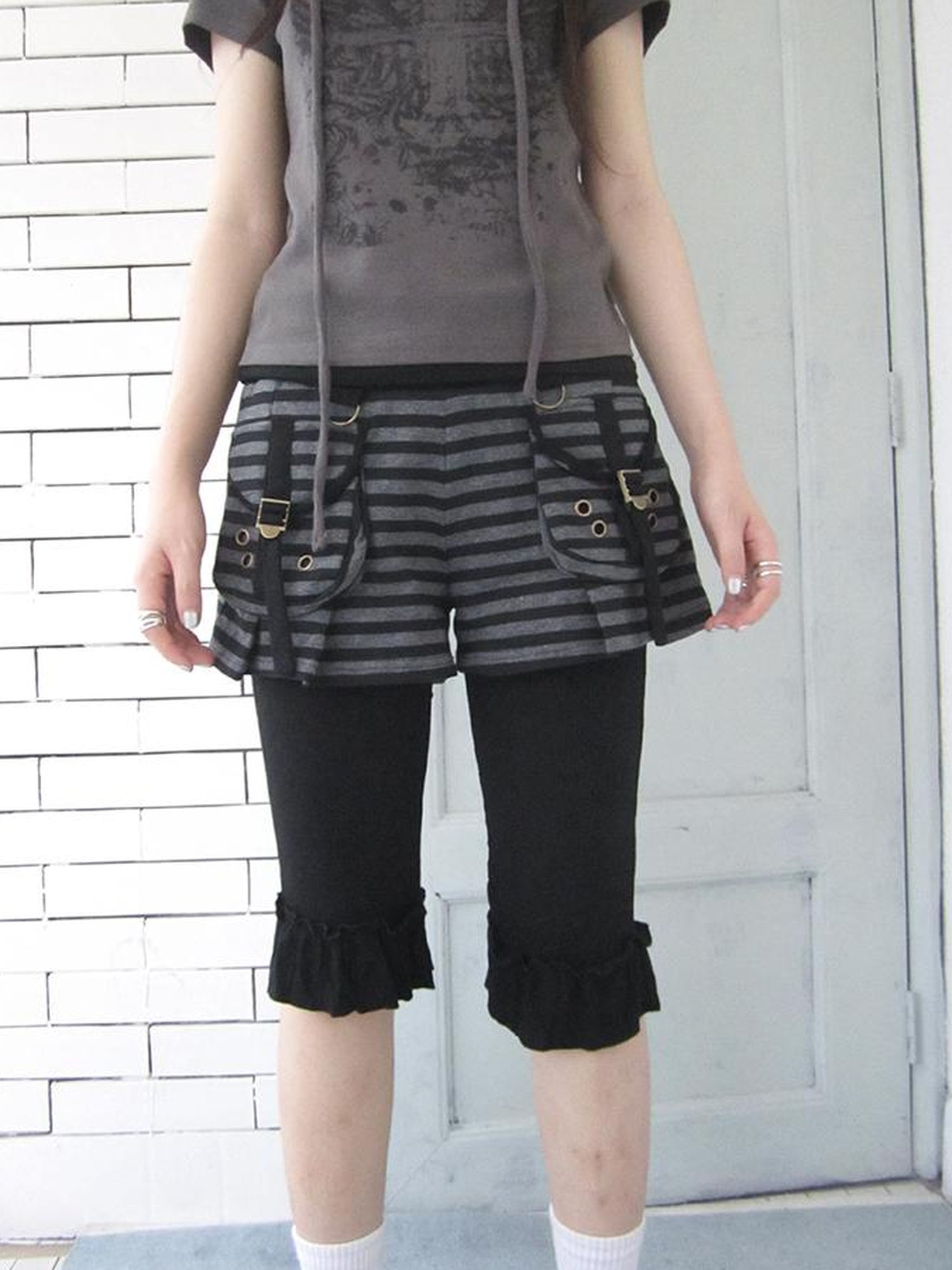 ang project Summer Elastic Waist Ruffled Hem Slimming Shorts