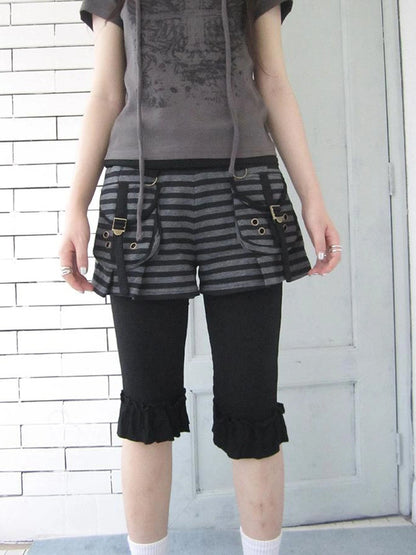 Summer Elastic Waist Ruffled Hem Slimming Shorts