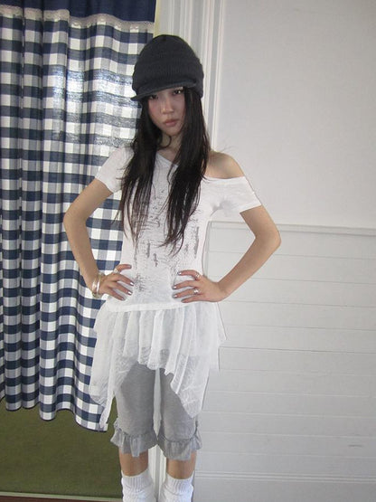 ang project Summer Elastic Waist Ruffled Hem Slimming Shorts