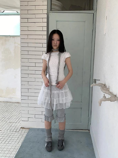 Summer Elastic Waist Ruffled Hem Slimming Shorts