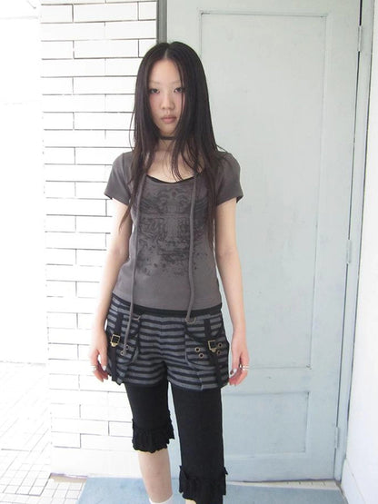 Summer Elastic Waist Ruffled Hem Slimming Shorts