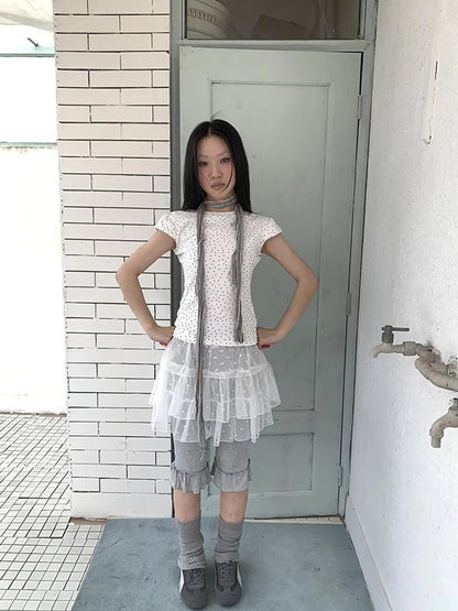 Summer Elastic Waist Ruffled Hem Slimming Shorts