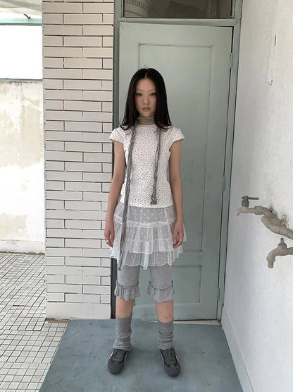 Summer Elastic Waist Ruffled Hem Slimming Shorts