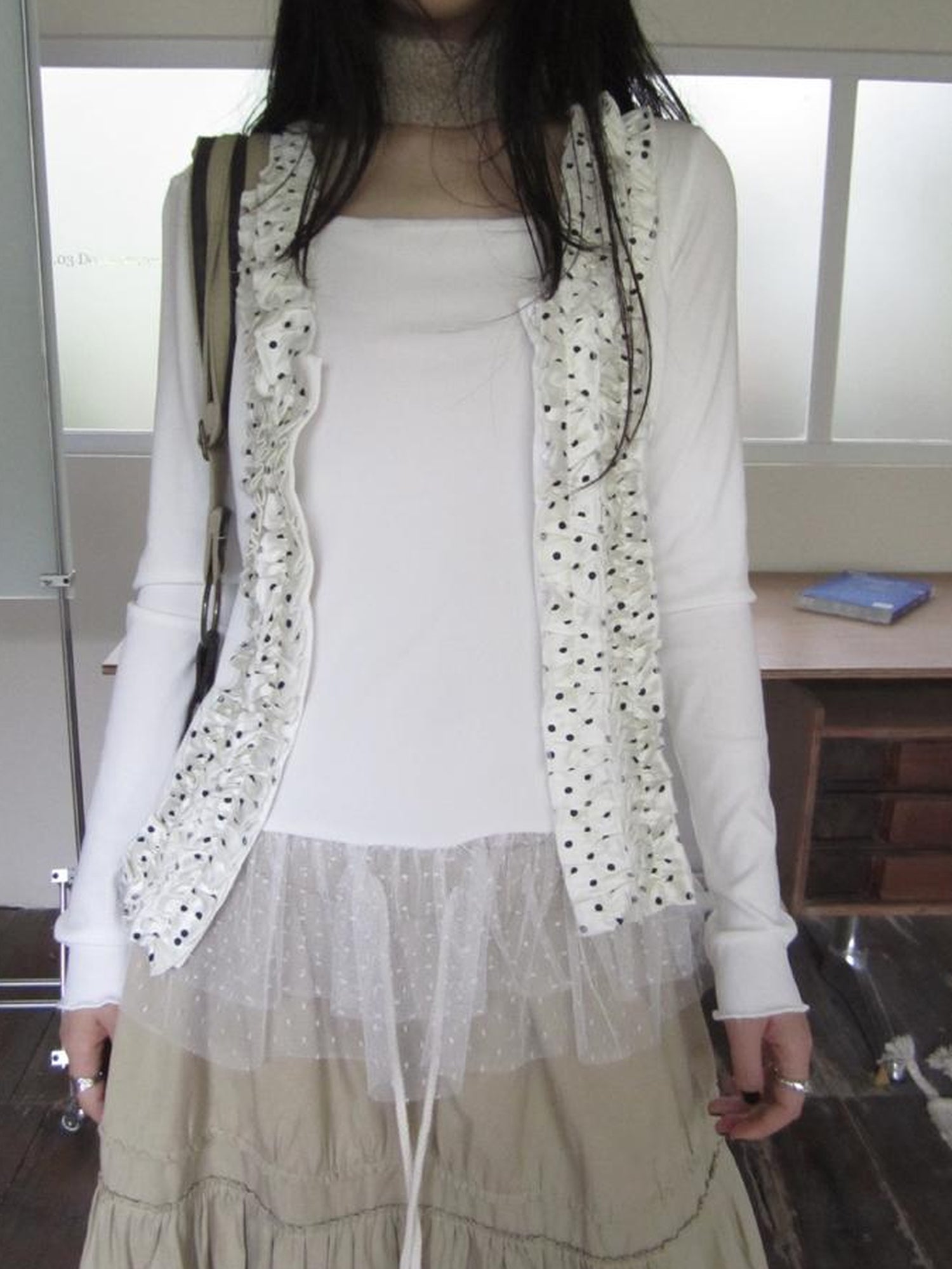 Updateang project Summer Layered Dot Mesh Spliced Cami Top