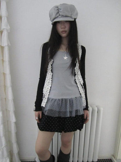 Updateang project Summer Layered Dot Mesh Spliced Cami Top
