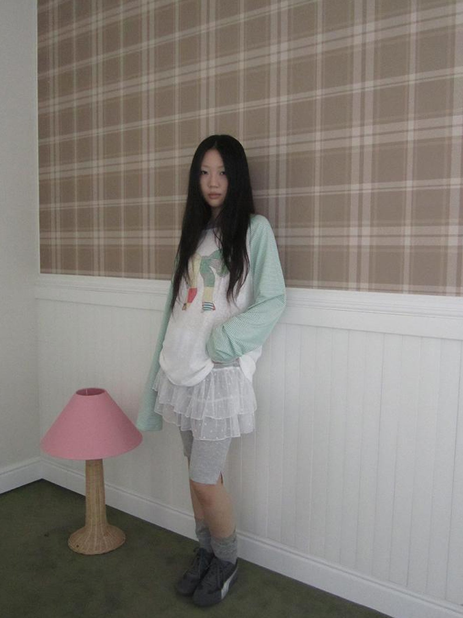Updateang project Summer Loose Butterfly Print Striped Raglan Tee