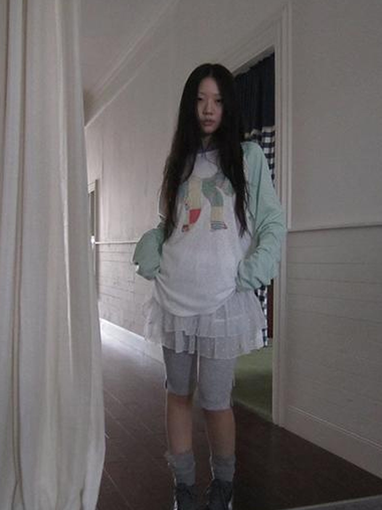 Updateang project Summer Loose Butterfly Print Striped Raglan Tee