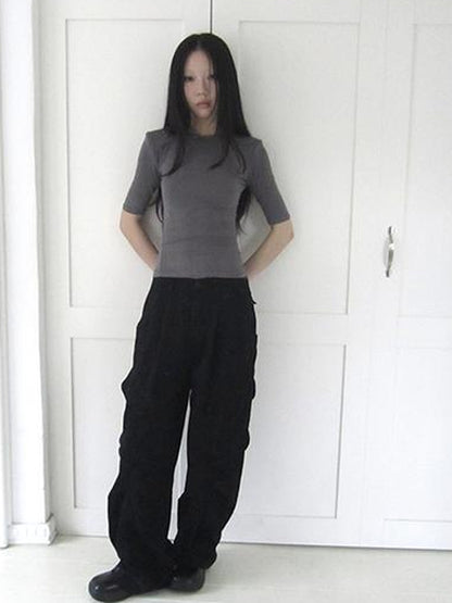 Updateang project Summer Slim Fit Pure Color Stretch Tee