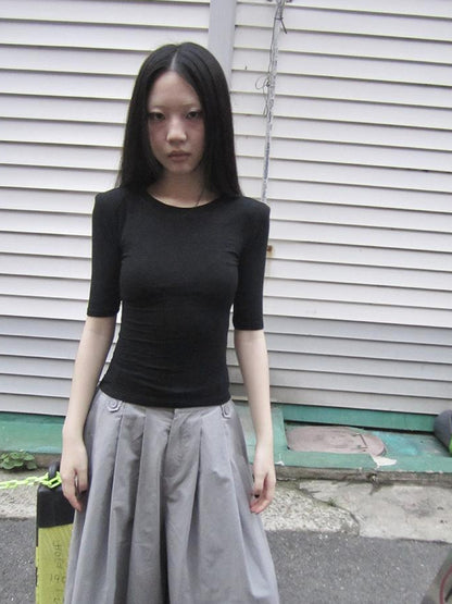 Updateang project Summer Slim Fit Pure Color Stretch Tee