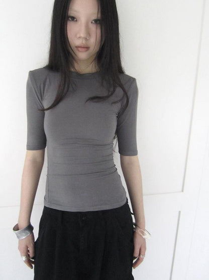 Updateang project Summer Slim Fit Pure Color Stretch Tee